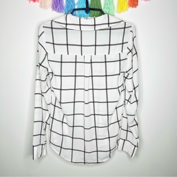 Express White Plaid Double Breasted Portofino Dress Shirt Size Extra Small - Picture 10 of 13